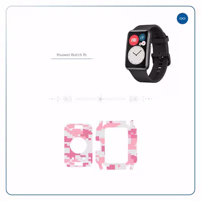 برچسب ماهوت طرح Army Pink pixel مناسب برای ساعت هوشمند هوآوی Watch Fit