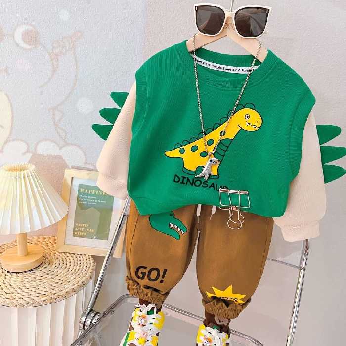 ست دو تیکه وارداتی اسپورت بچگانه شیک و خوشگل مناسب حدود سنی 9 ماه تا 5 سال جنس دورس سلانیک نخ پنبه شلوار کتان 