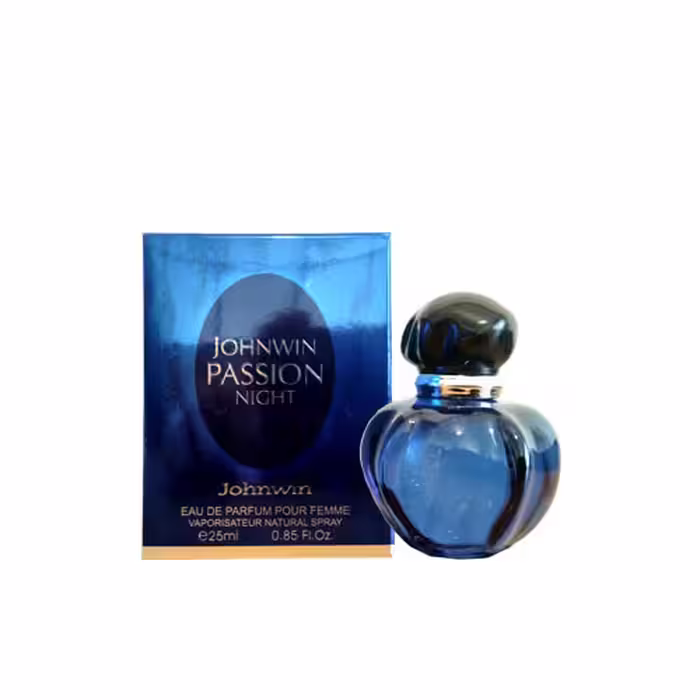 عطر ادکلن زنانه دیور میدنایت پویزون جانوین پشن نایت (JOHNWIN Passion Night) حجم 25 میل