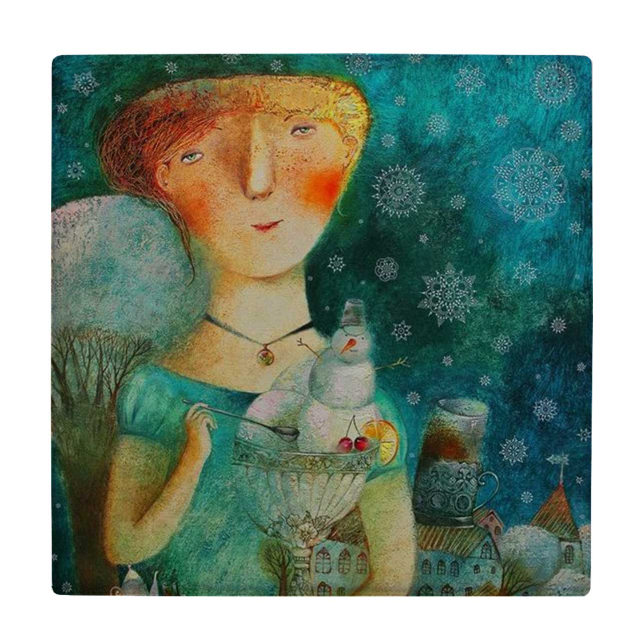   زیر لیوانی  طرح نقاشی دختر و بستنی کد    5883706_4518