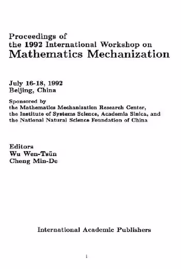 خرید و دانلود نسخه کامل کتاب Proceedings 1992 Int. Workshop on Mathematics Mechanization