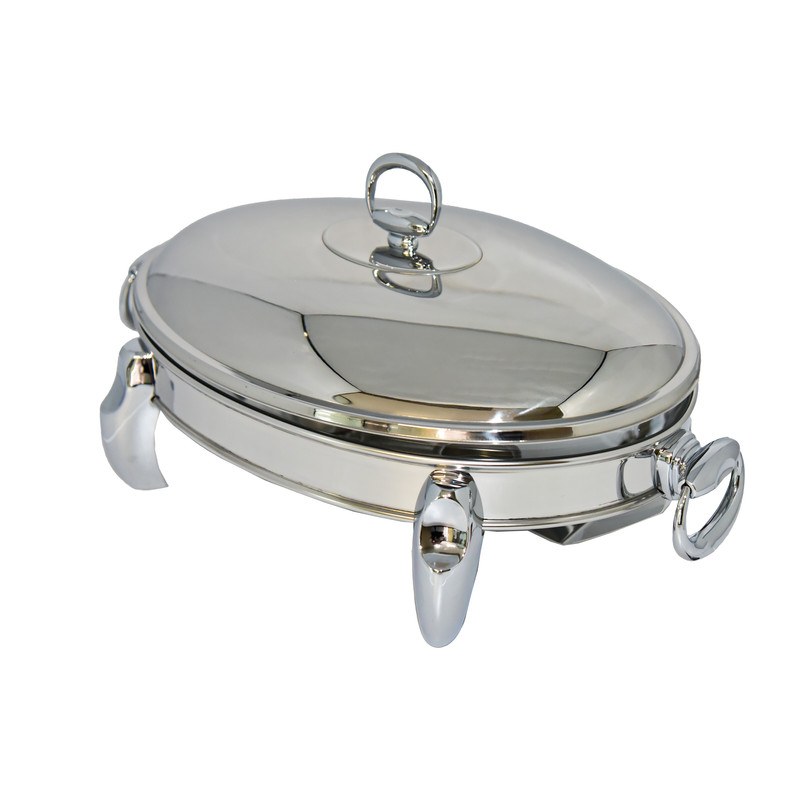 سوفله خوری رامیسا مدل بیضی سایز بزرگ رنگ تمام نقره ای