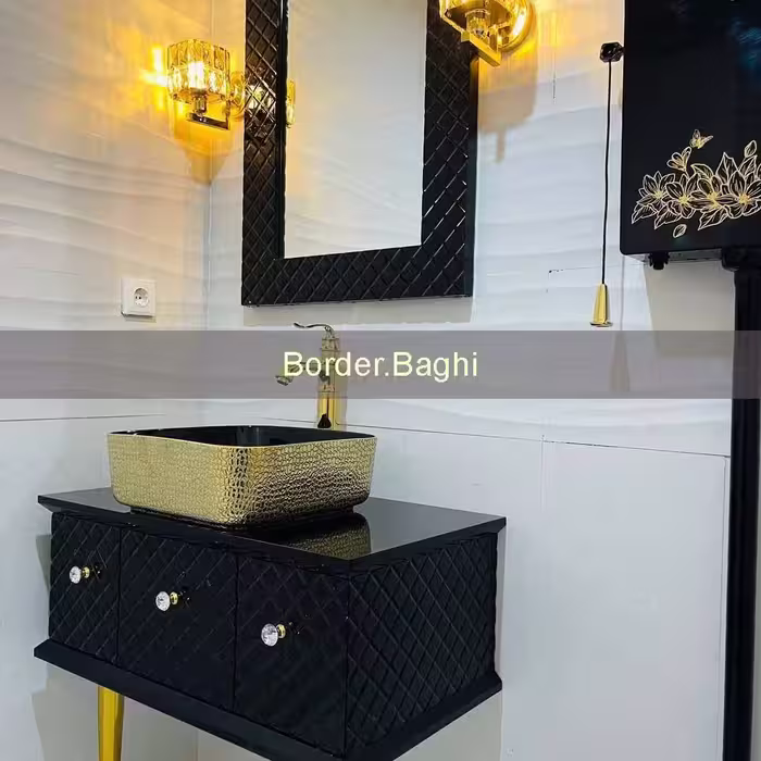 کار اجرا شده کابین روشویی مدل الماس مشکی سایز 80 در 50