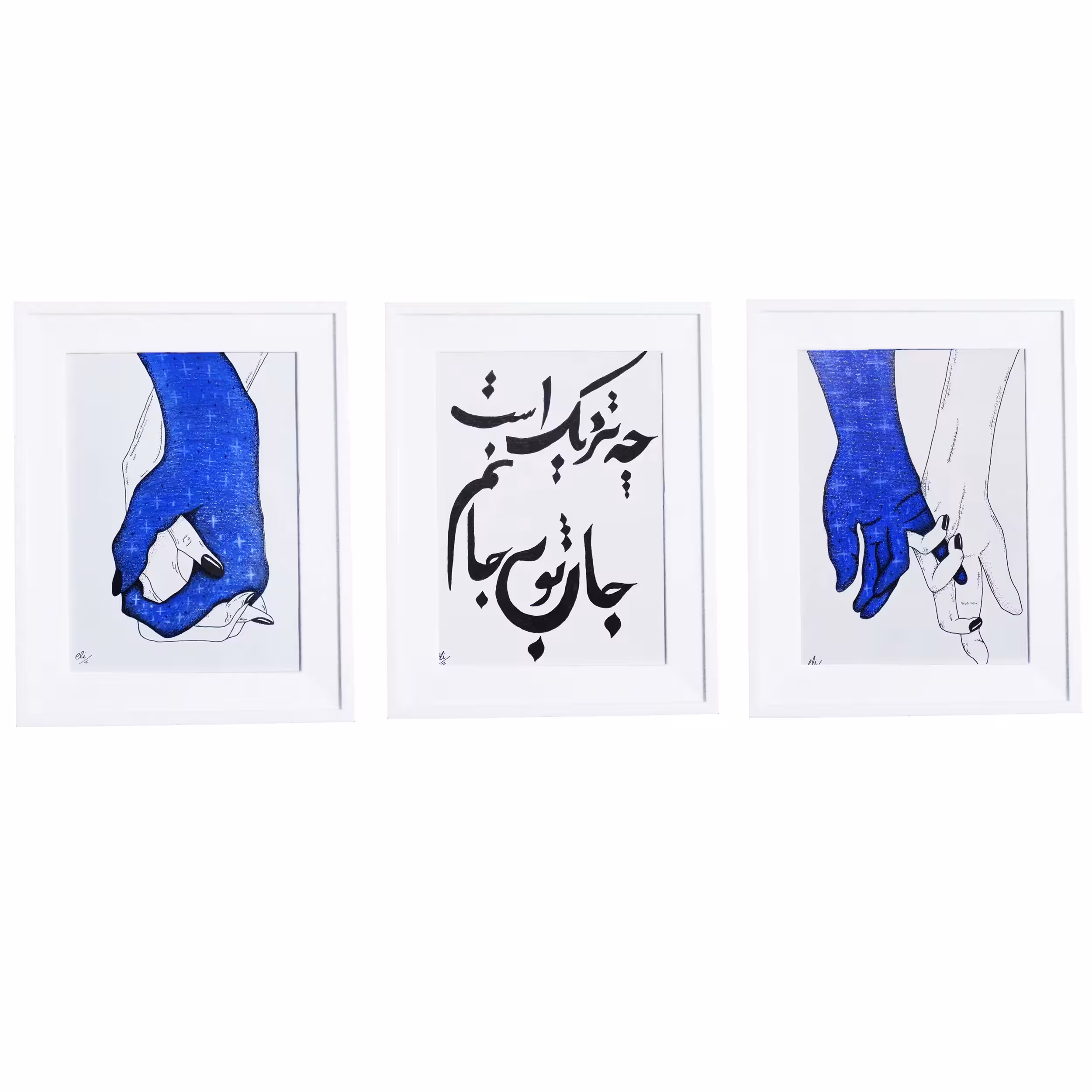 تابلو نقاشی طرح عاشق و معشوق مجموعه 3 عددی