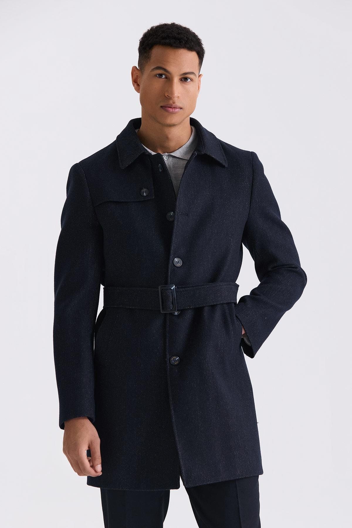 کت مردانه COMFORT BLUE FIT FISH COLLAR BERBER BACK TELT COAT WOOLN Jakamen