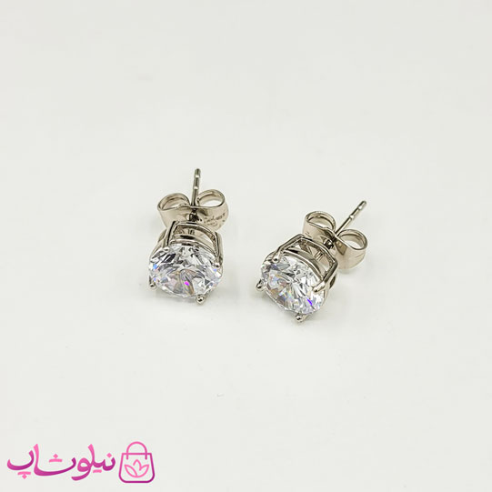 گوشواره دخترانه میخی ژوپینگ نقره ای عمده کد 649