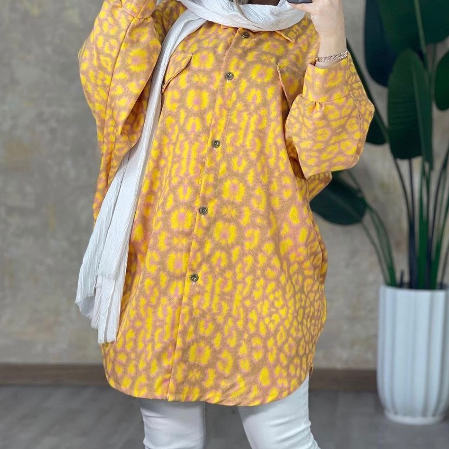 مانتو آبرنگی جنس کتان چاپی