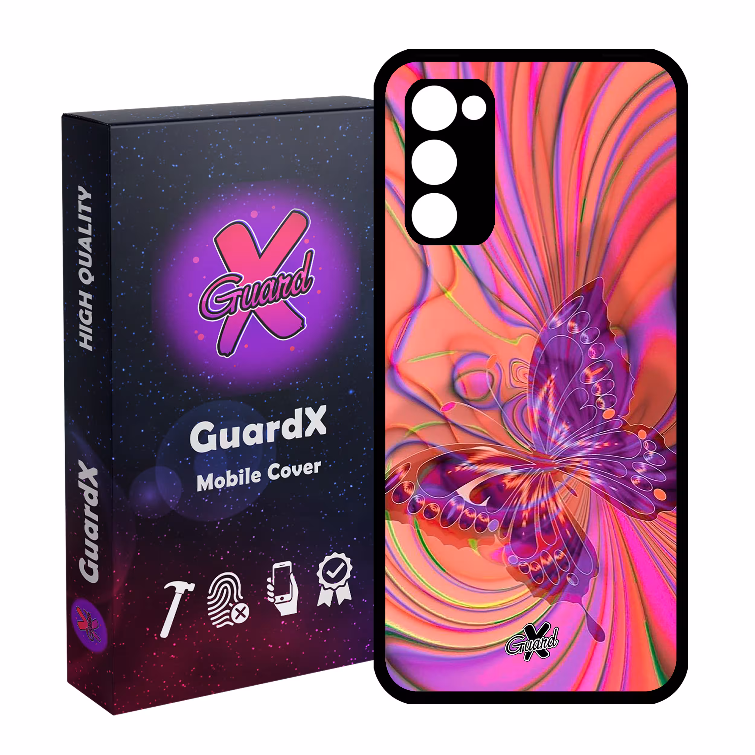 کاور گارد ایکس طرح پروانه مدل Glass10280 مناسب برای گوشی موبایل سامسونگ Galaxy S20 FE
