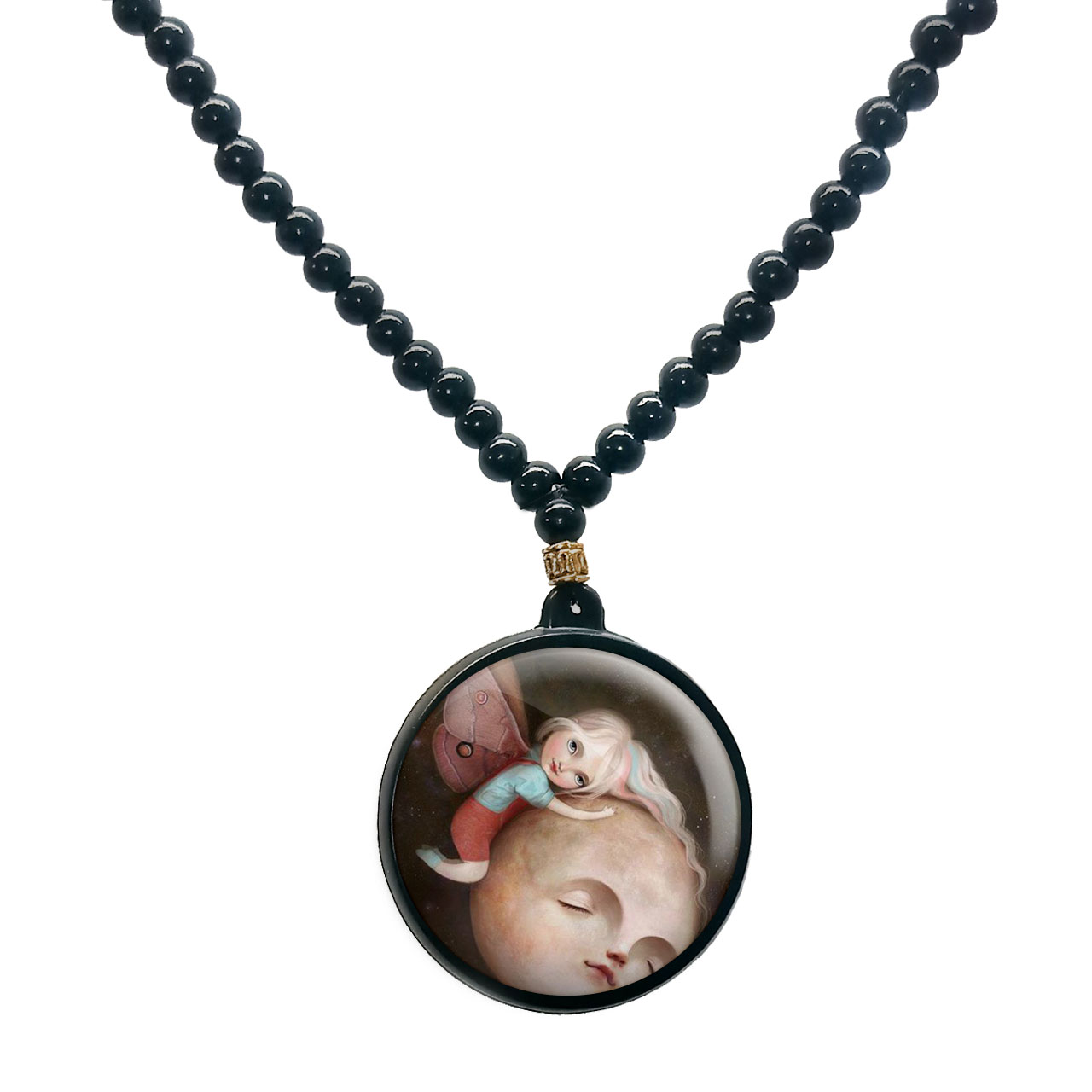 گردنبند پرمانه طرح دخترونه کد pmd.4403 مدل دو طرفه