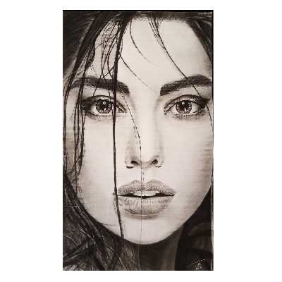 نقاشی سیاه قلم طرح نگاه زیبا کد 1020