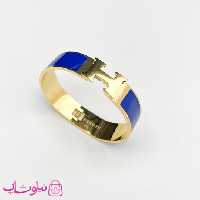 دستبند زنانه هرمس مدل پهن رنگ آبی تیره کد 330