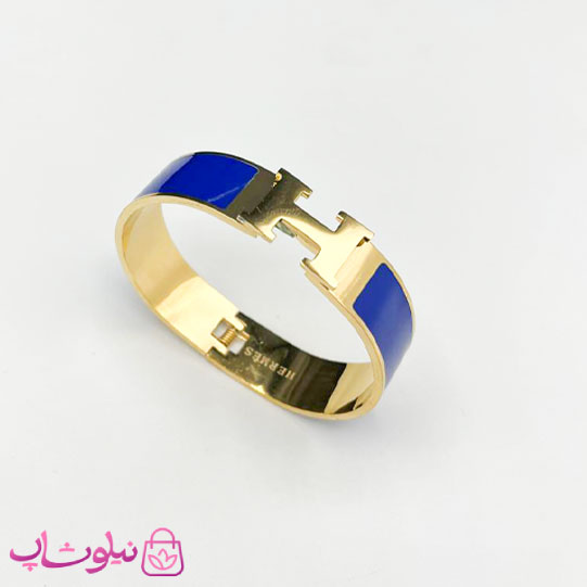 دستبند زنانه هرمس مدل پهن رنگ آبی تیره کد 330