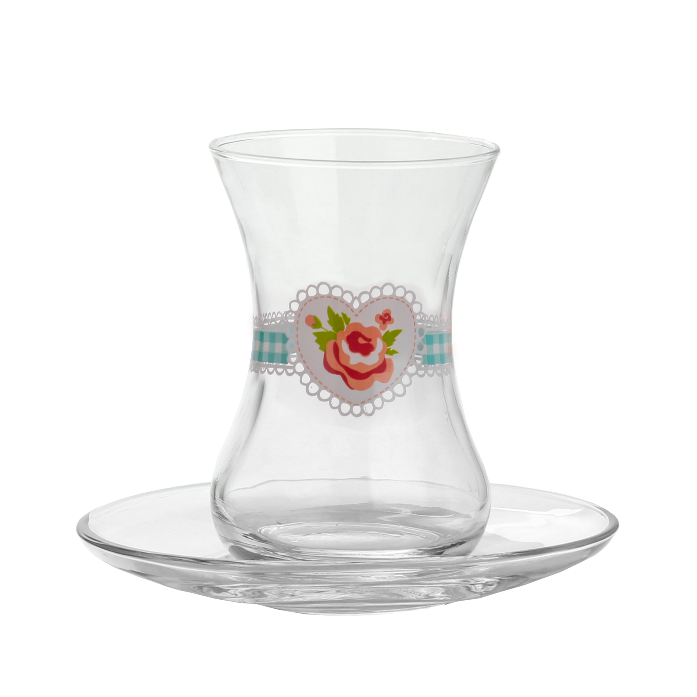 ست استکان و نعلبکی 12 پارچه لاو مدل Dantel Mavi کد 2010