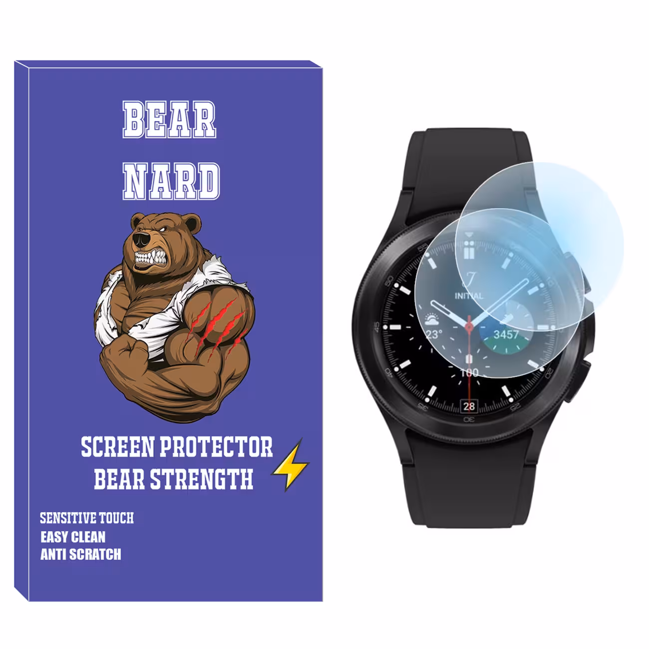 محافظ صفحه نمایش شیشه‌ای برنارد مدل SH-BR مناسب برای ساعت هوشمند سامسونگ Galaxy Watch 4 Classic 42mm بسته دو عددی