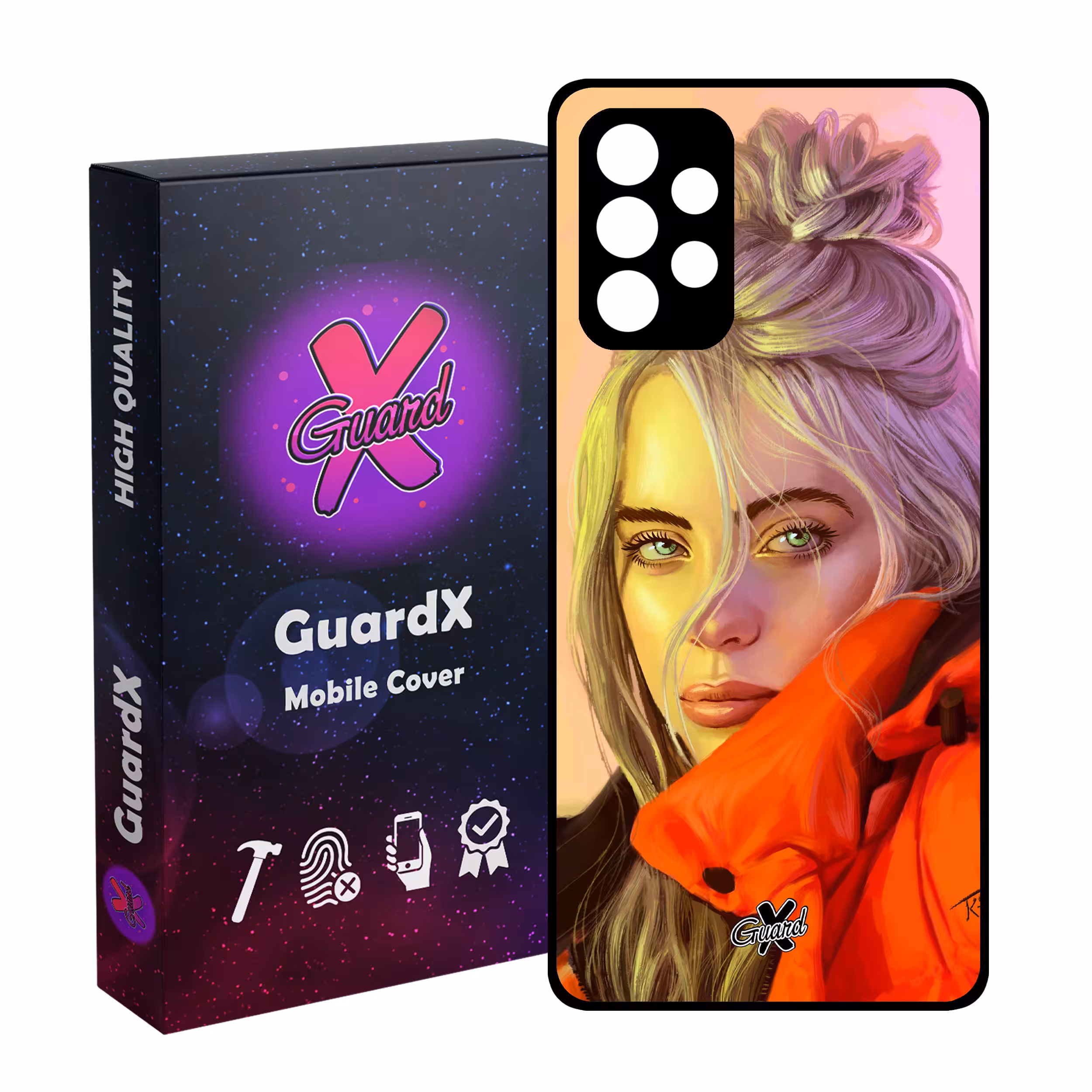 کاور گارد ایکس طرح Billie Eilish مدل Glass10217 مناسب برای گوشی موبایل سامسونگ Galaxy A72