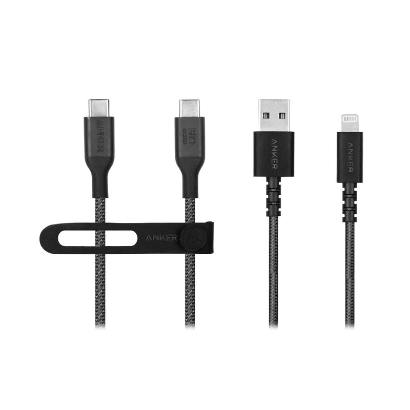 کابل USB-C انکر مدل A80F6H11 طول 1.8 متر به همراه کابل USB-A به لایتنینگ انکر مدل A8012H12 طول 0.9 متر | کالا مکس