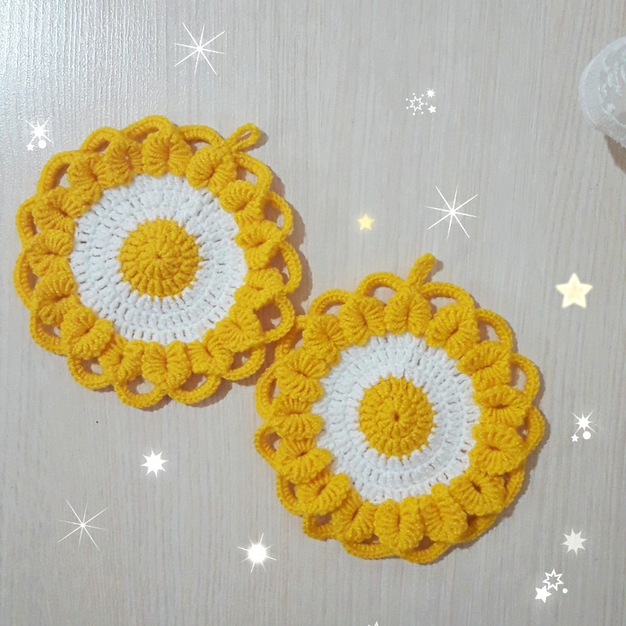 دستگیره بافتنی تزیینی رنگ زرد