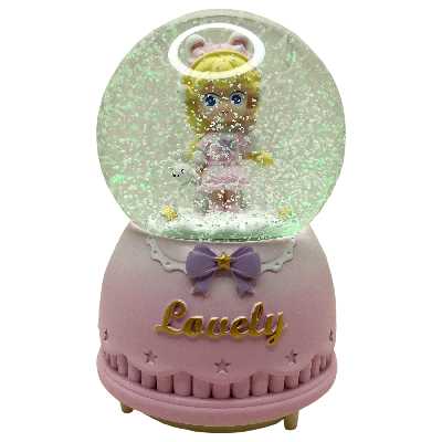 گوی موزیکال مدل پمپی Lovely طرح دختر مو طلایی و خرگوش کوچولو کد PB9