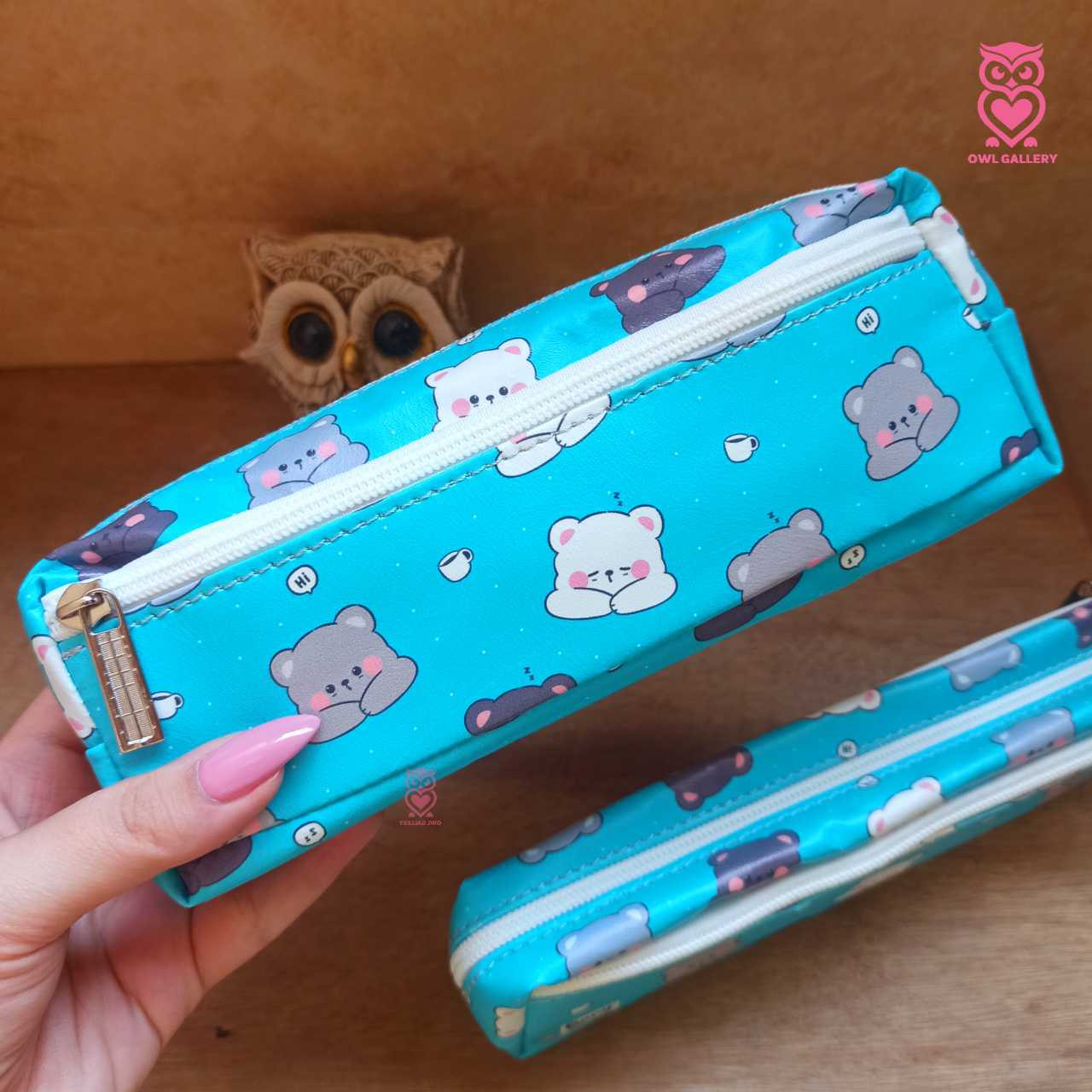 جامدادی سه زیپ طرح خرس رنگ آبی