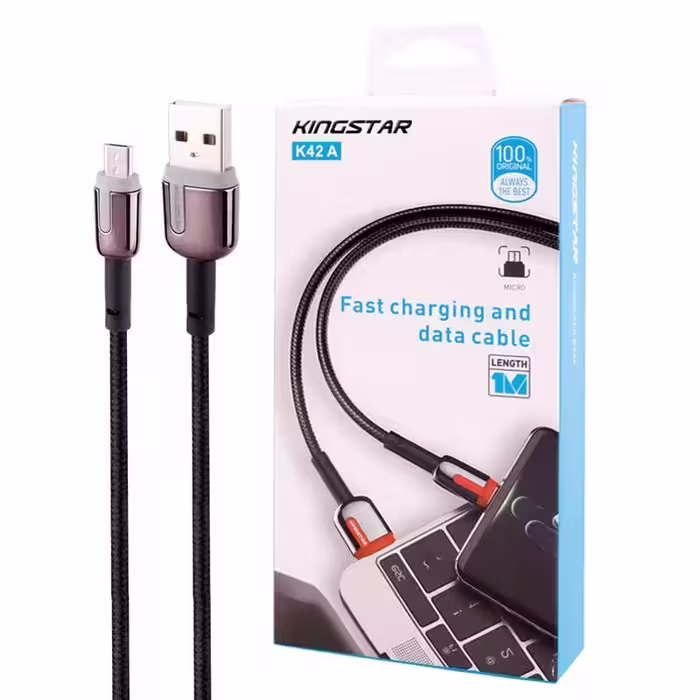 کابل میکرو یو اس بی فست شارژ KingStar K42A 2.4A 1m