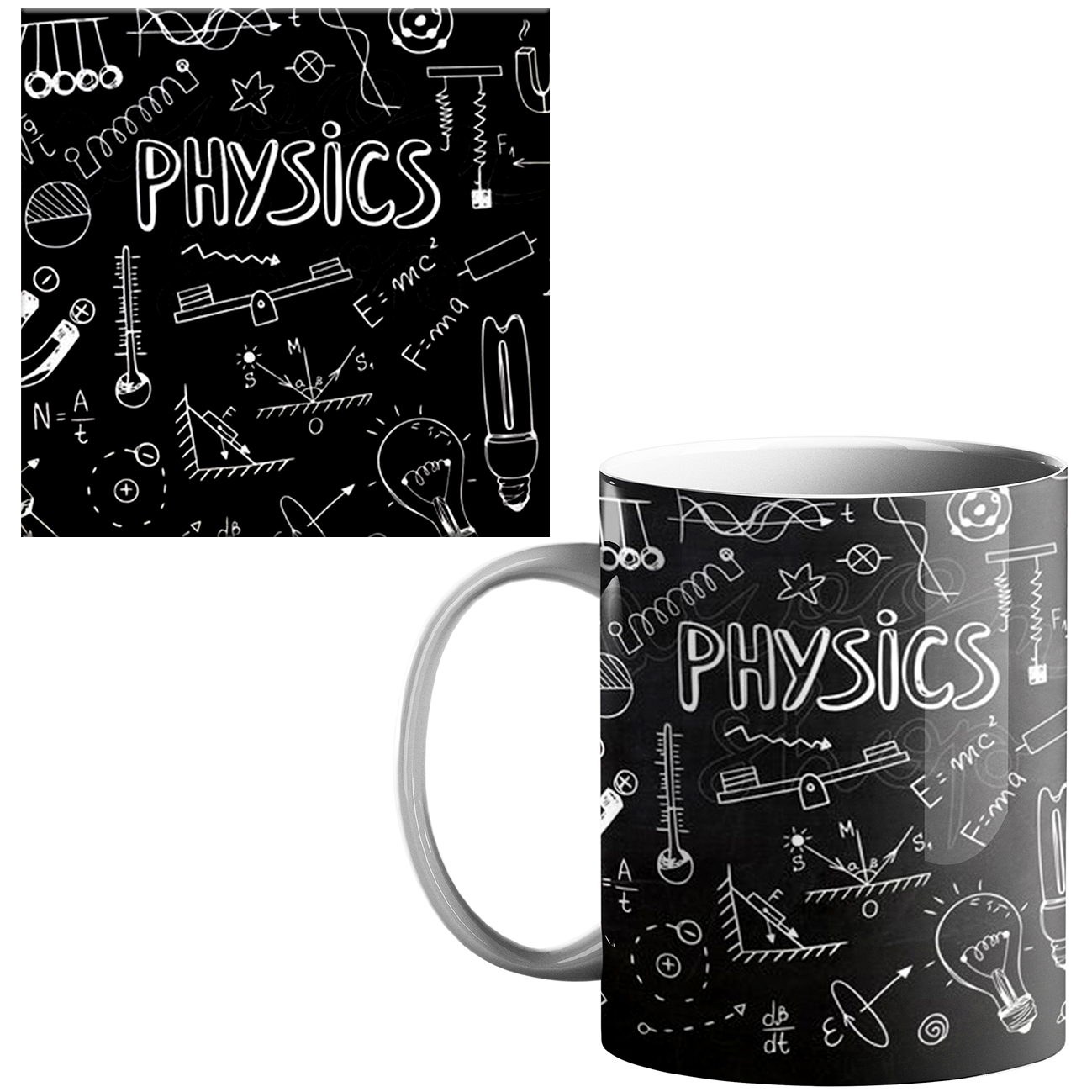 ماگ طرح فرمول فیزیک کد 200 به همراه زیر لیوانی