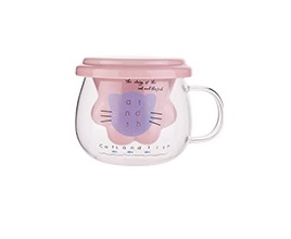 ماگ شیشه ای دمنوش طرح پنجه گربه صورتی