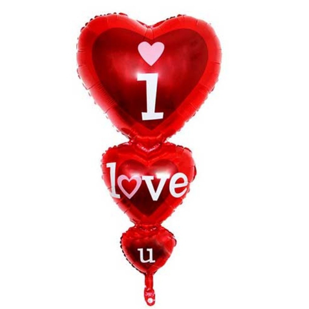 بادکنک فویلی 3 تکه عمودی ILOVEYOU