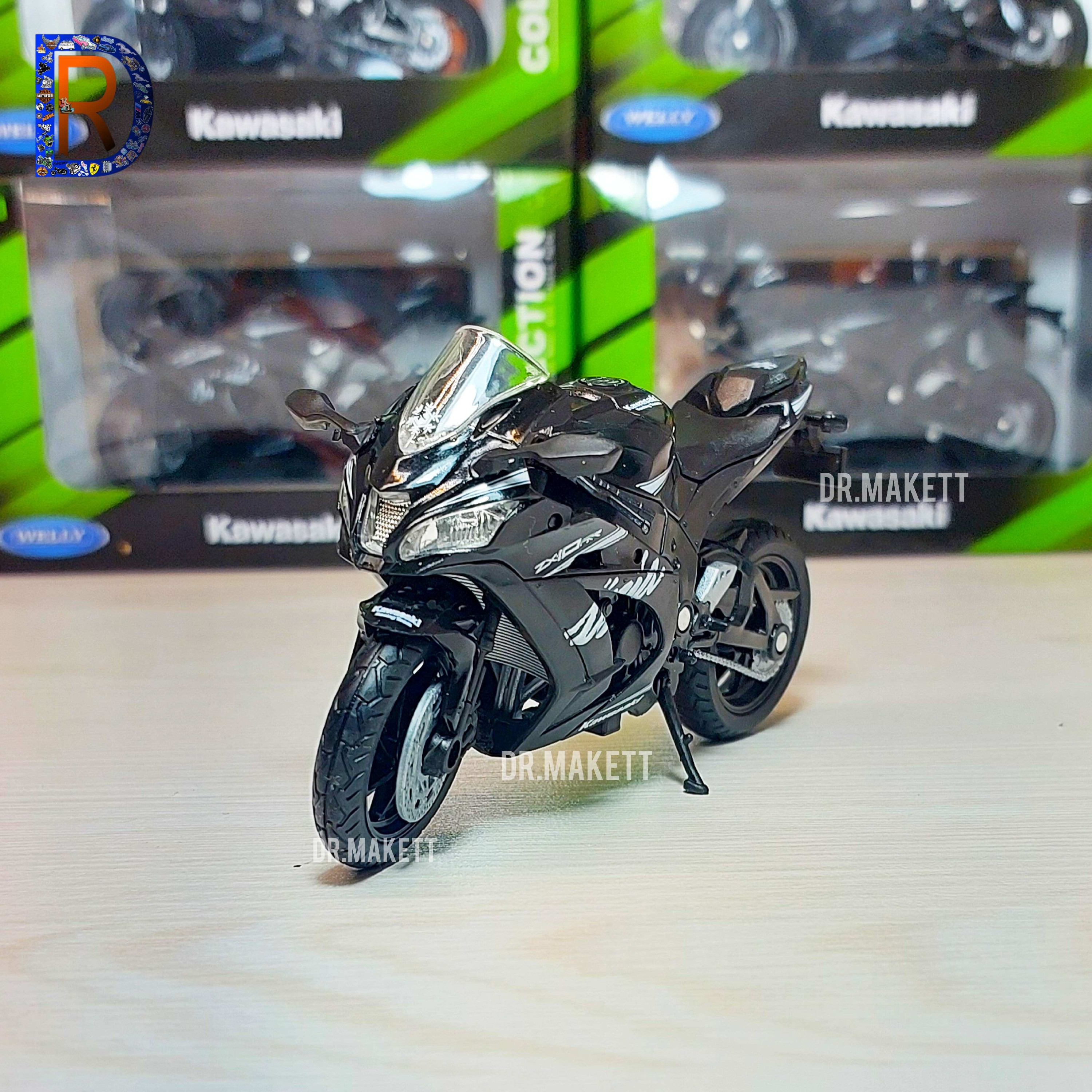 ماکت موتور ویلی مدل کاوازاکی زد ایکس 10 ار ار  kawasaki ZX10RR برند ویلی WELLY موجود به رنگ مشکی 