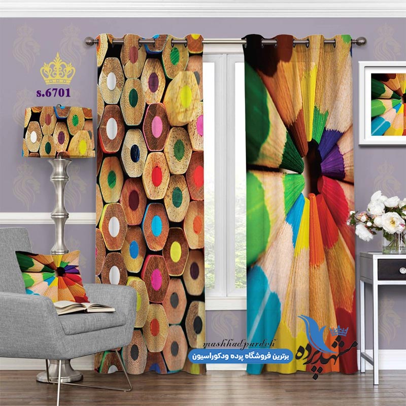 پرده پانچ فانتزی طرح مداد رنگی کد S6701