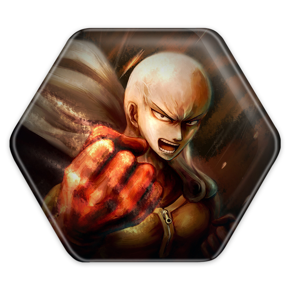 پیکسل خندالو طرح سایتاما انیمه مرد تک مشتی مدل شش ضلعی کد 11346