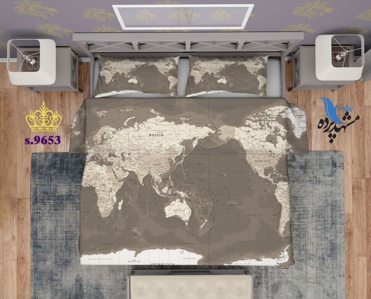ست روتختی دو نفره طرح نقشه جهان S9653