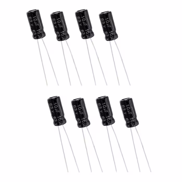 خازن الکترولیت 10 میکروفاراد مدل 63V-RUS بسته 8 عددی