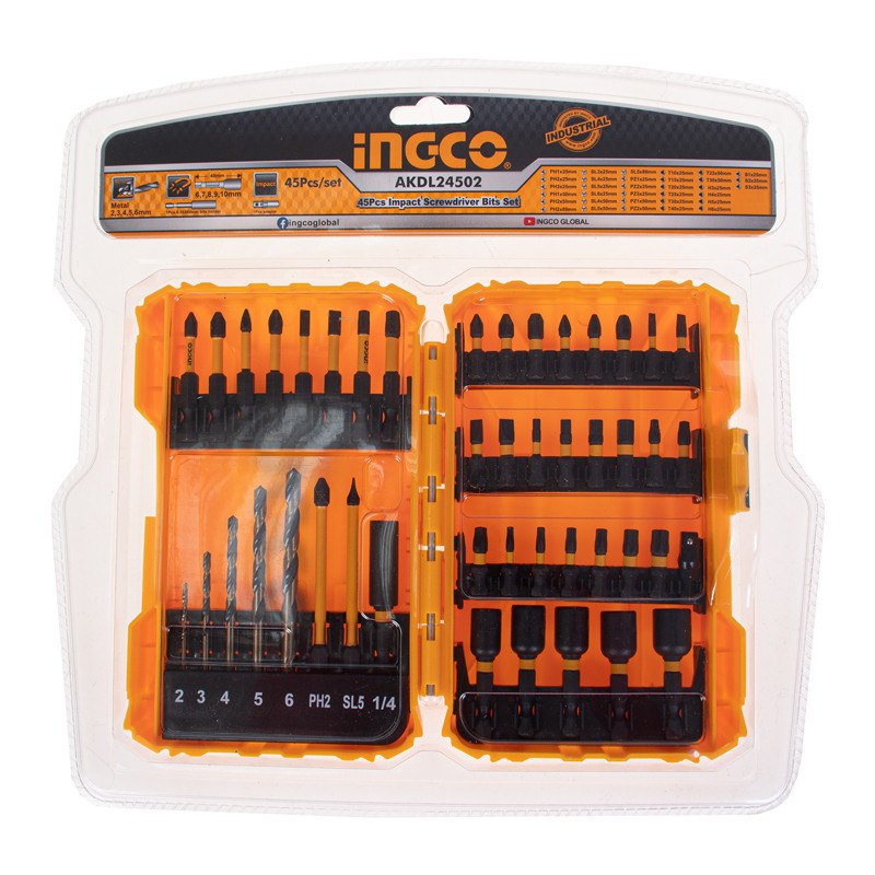 ست 45 عددی مته و سر پیچ گوشتی اینکو مدل AKDL24502