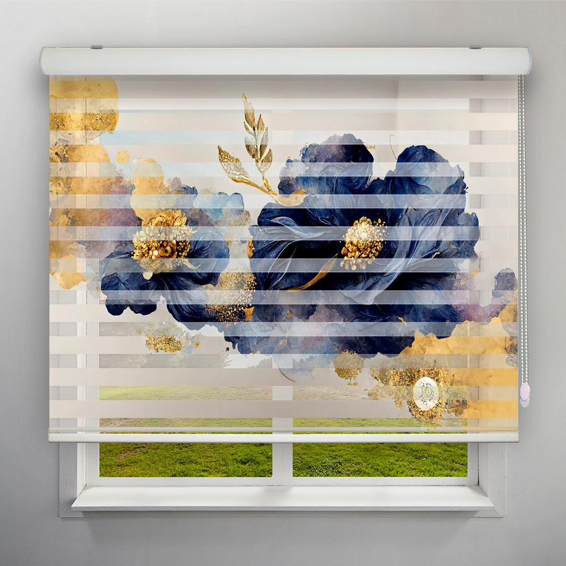 پرده زبرا مدل 4K گل کد FLW-14 سایز 160x180 سانتی متر