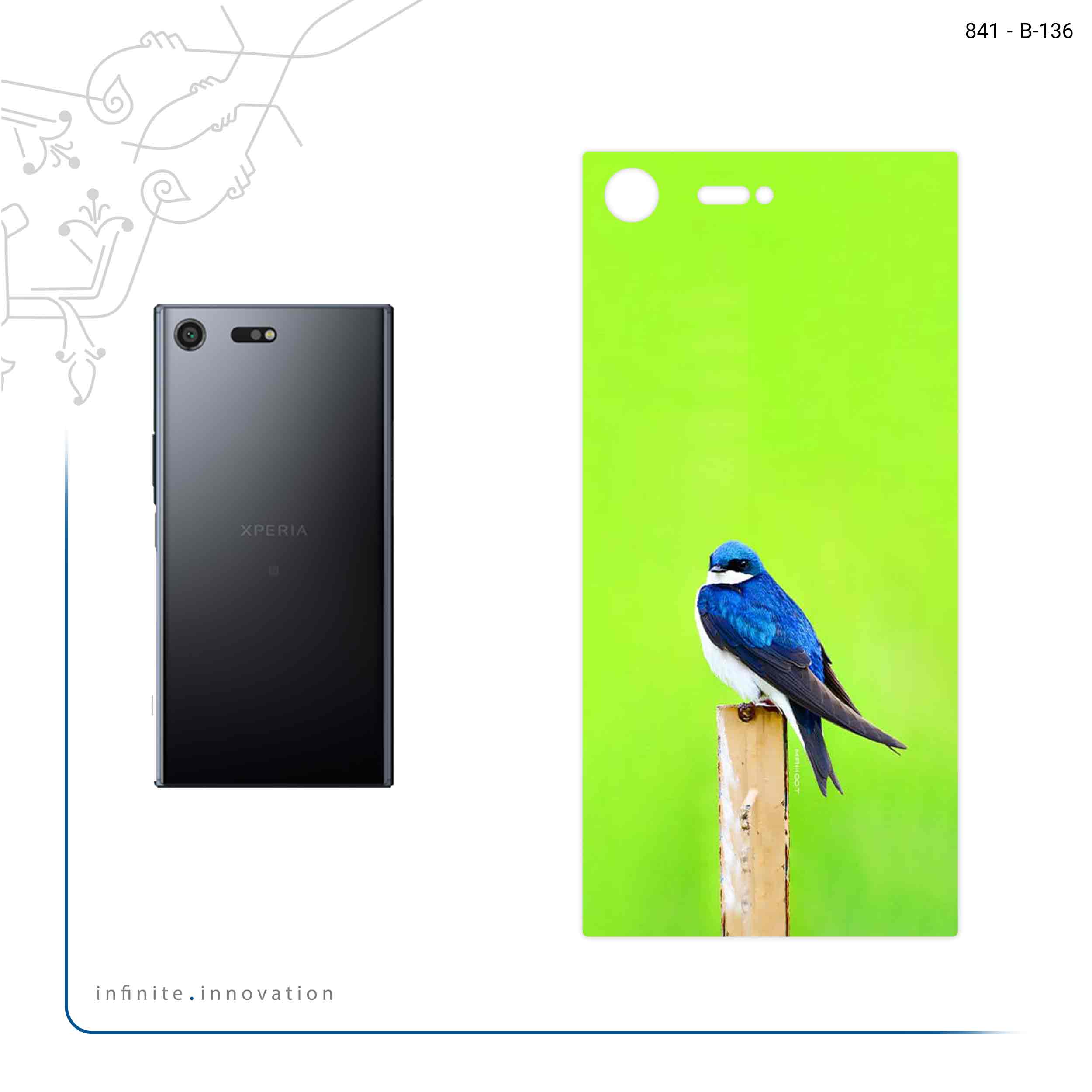 برچسب پوششی ماهوت مدل Bird Swallow مناسب برای گوشی موبایل سونی Xperia XZ Premium