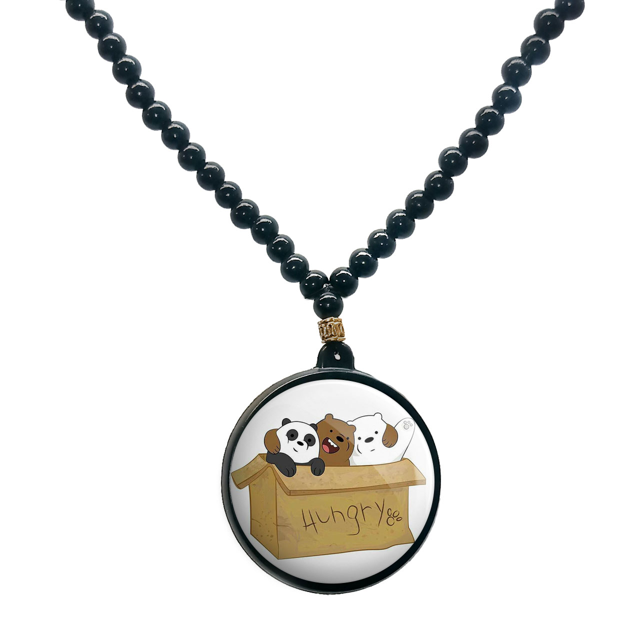 گردنبند پرمانه طرح خرس‌های کله‌فندقی کد pmd.10222 مدل دو طرفه