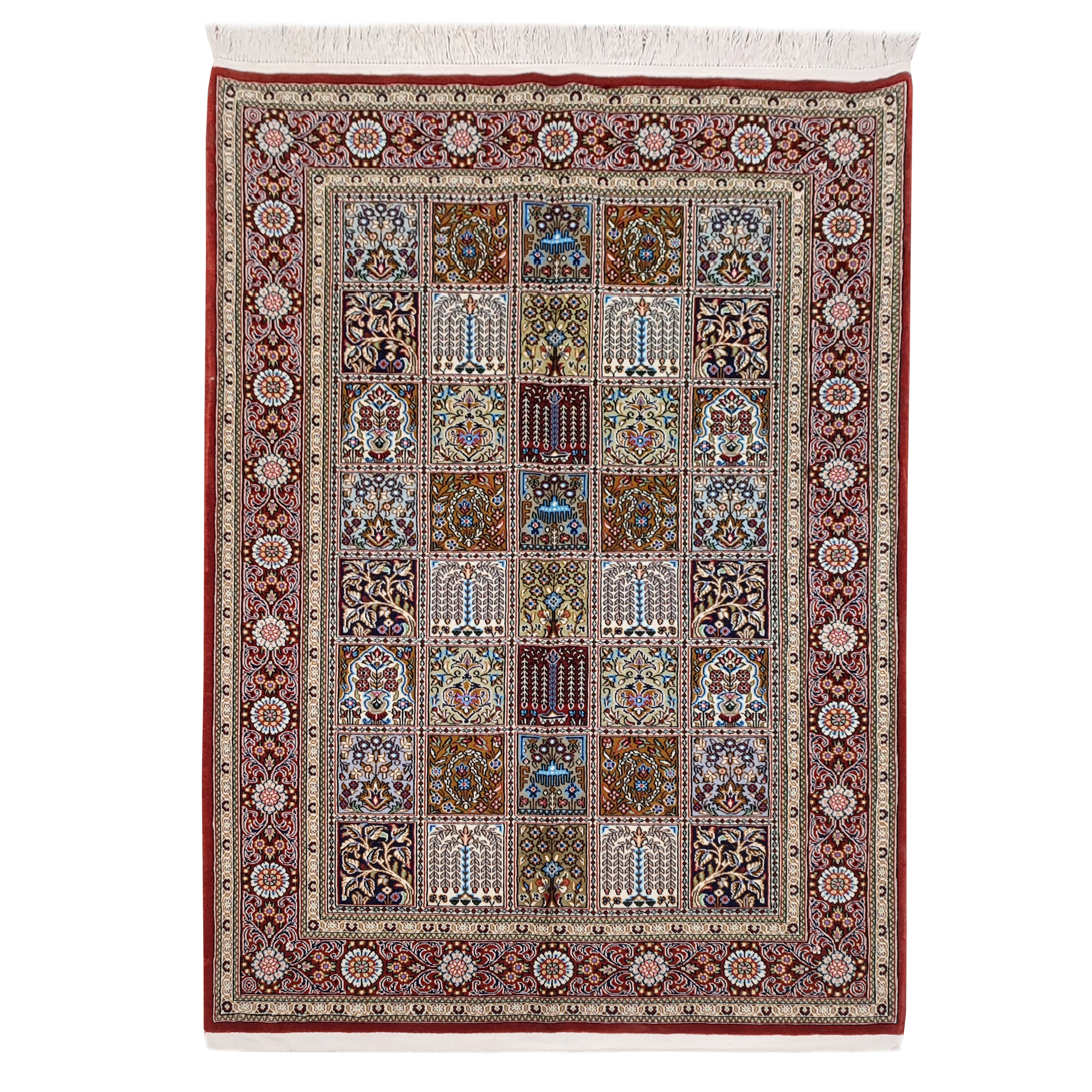 فرش دستباف یک و نیم متری طرح خشتی مدل AA23