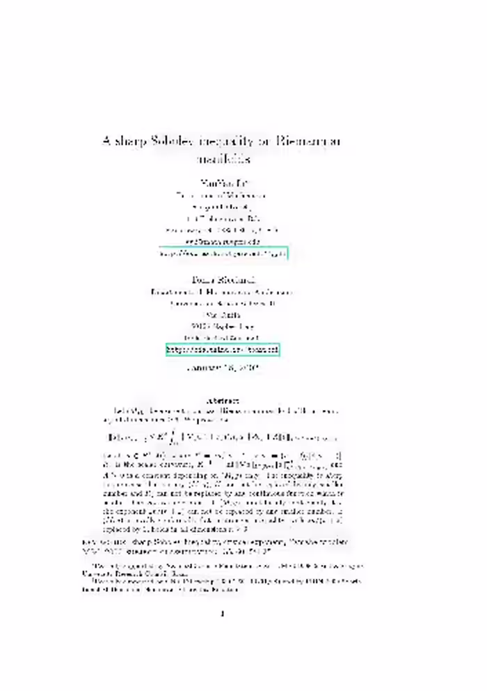 خرید و دانلود نسخه کامل کتاب A sharp Sobolev inequality on Riemannian manifolds