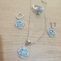 نیم ست نگین توپاز همراه با زنجیر نقره عیار 925 با ارسال رایگان