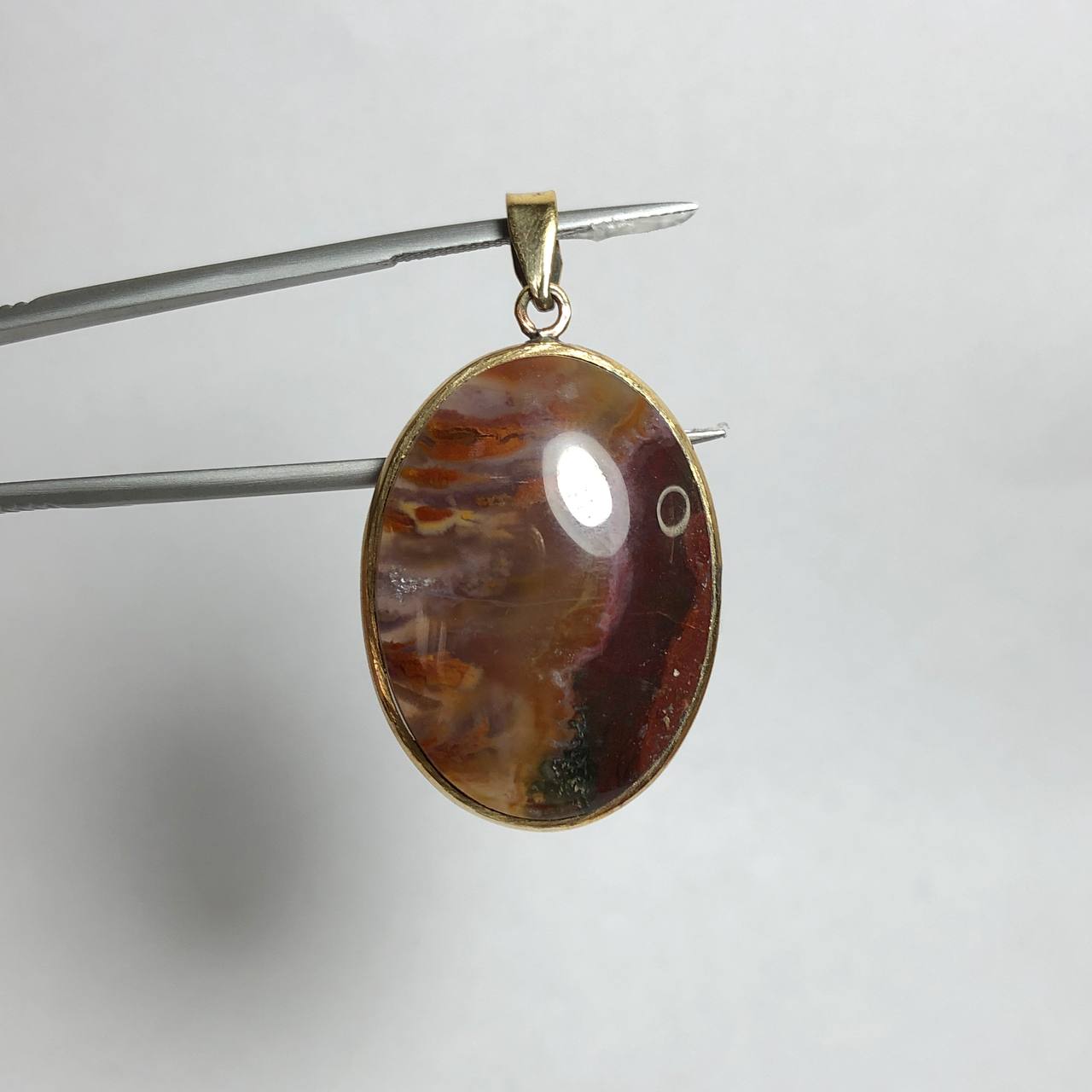 پلاک طلاروسی با نگین عقیق شجر پاییزی طبیعی ایران 240373