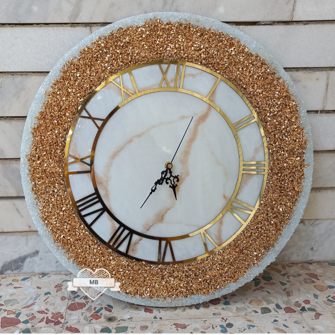 ساعت دیواری رزینی کریستالی 50 سانتی کد 02