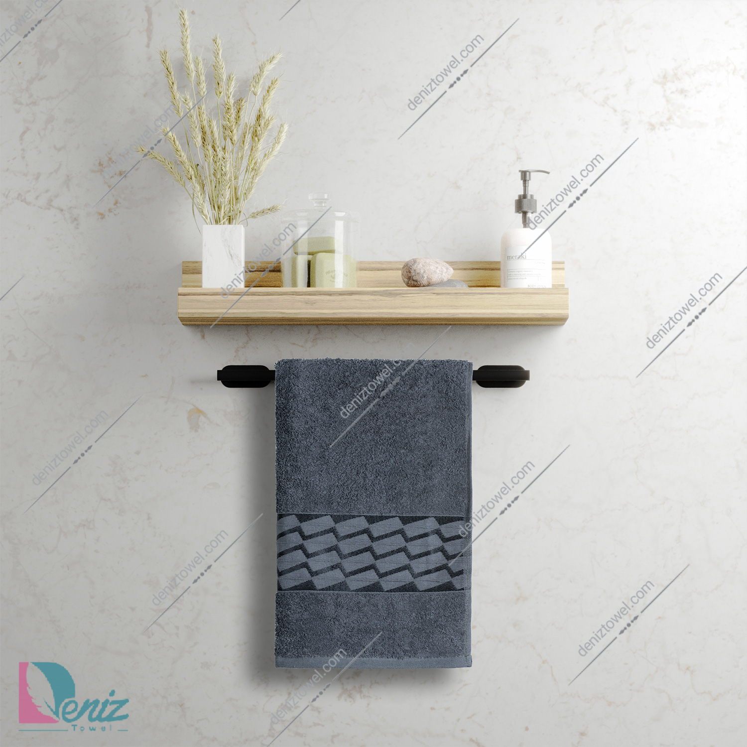 حوله دستی بزرگ طرح آرام رنگ نوک مدادی