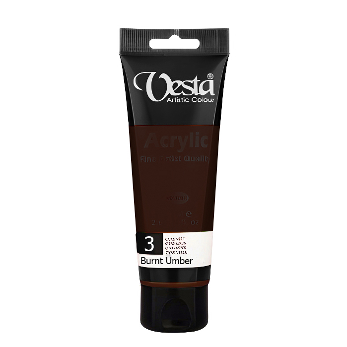 رنگ اکریلیک تکی وستا Burnt Umber 3 حجم 75 میلی لیتر