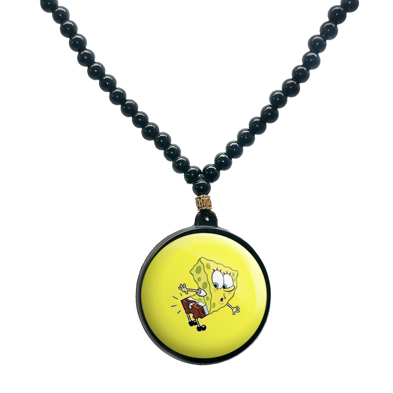 گردنبند پرمانه طرح باب اسفنجی کد pmd.5063 مدل دو طرفه