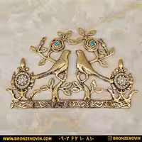 جاکلیدی برنز دیواری مدل گل و بلبل با آبکاری فورتیک کد 531