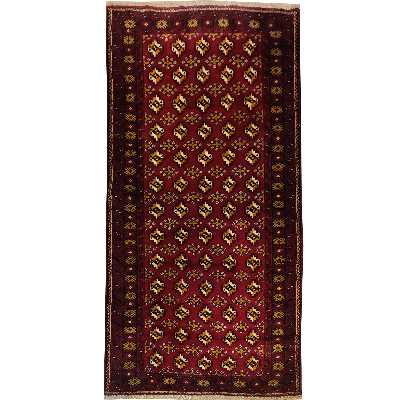 فرش دستبافت کناره طول دو متری طرح ترکمن کد 70