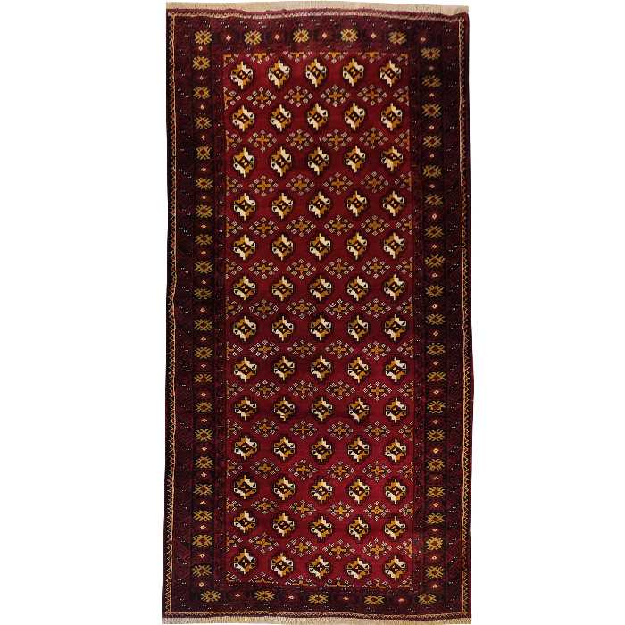 فرش دستبافت کناره طول دو متری طرح ترکمن کد 70
