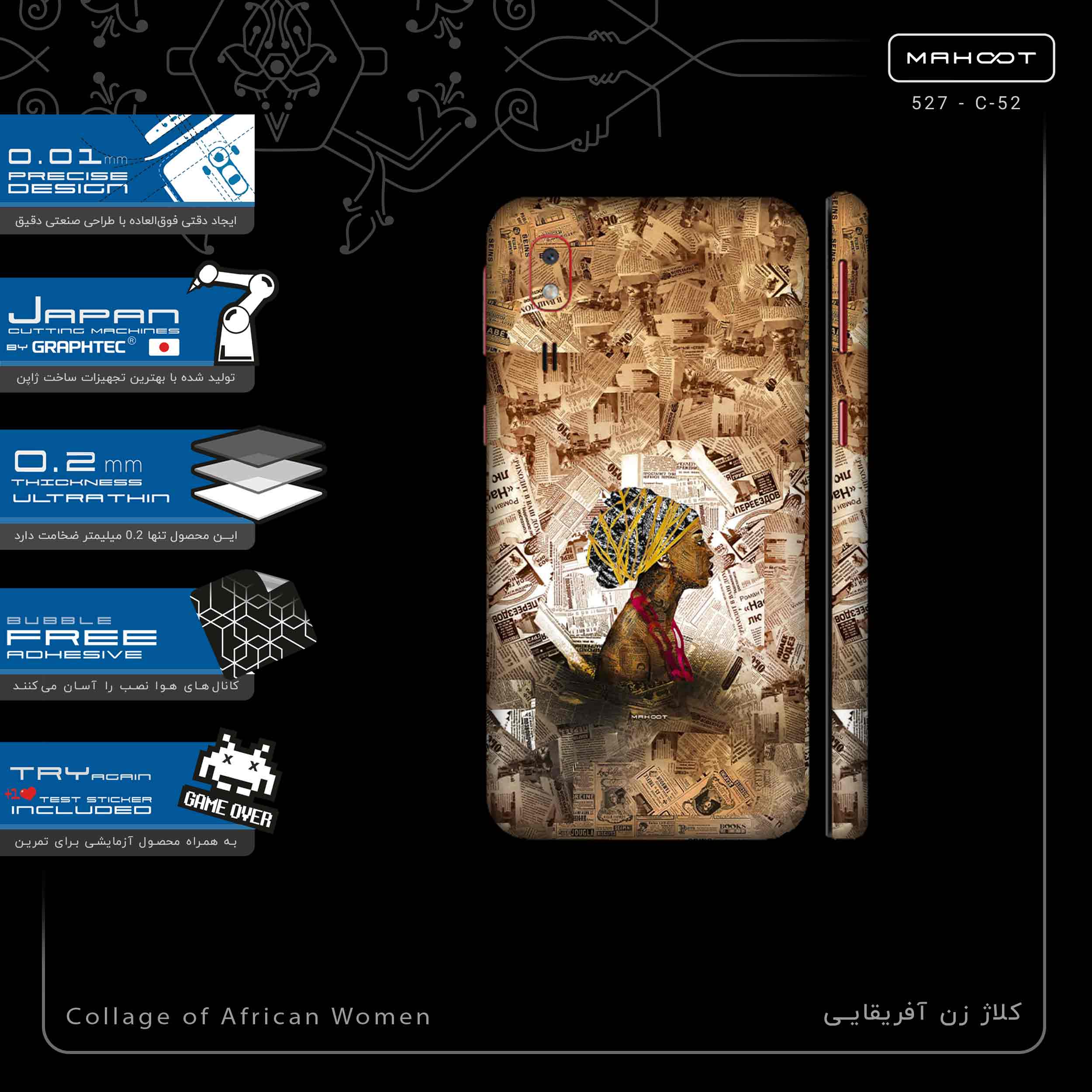 برچسب پوششی ماهوت مدل Collage of African Women-FullSkin مناسب برای گوشی موبایل سامسونگ Galaxy A2 Core