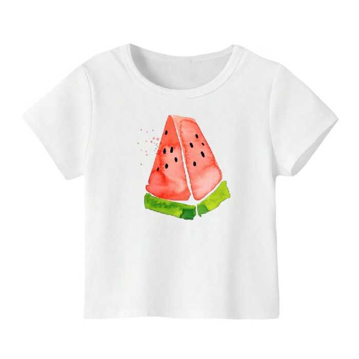 تی شرت آستین کوتاه بچگانه مدل هندوانه یلدایی کد 39 رنگ سفید