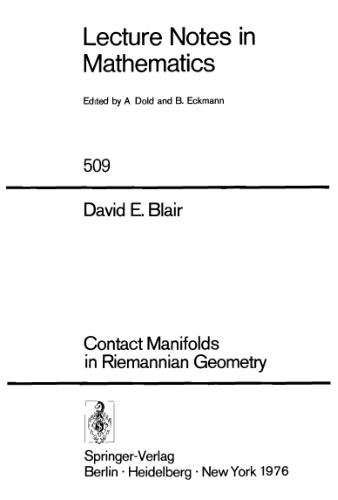 خرید و دانلود نسخه کامل کتاب Contact Manifolds in Riemannian Geometry